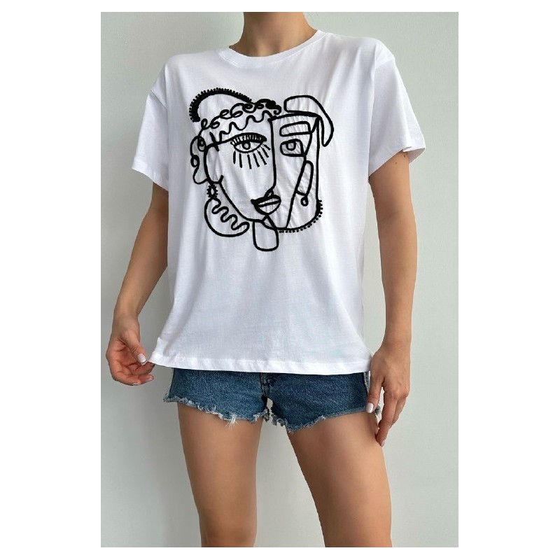 T-shirt Basique En Blanc SHEIN - 1
