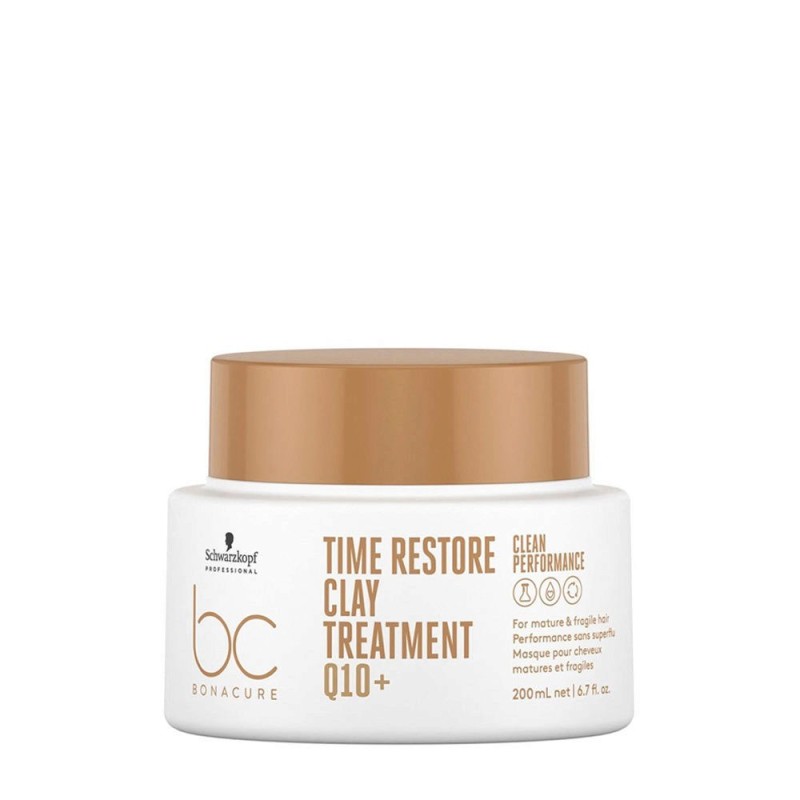 Masque Cheveux Schwarzkopf  BONACURE TIME RESTORE CLAY TREATMENT Q10+ 200ML - Schwarzkopf