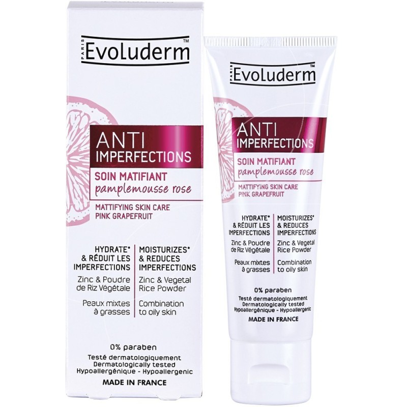 Soin de visage evoluderm  MATIFIANT ANTI-IMPERFECTIONS AU PAMPLEMOUSSE ROSE - evoluderm